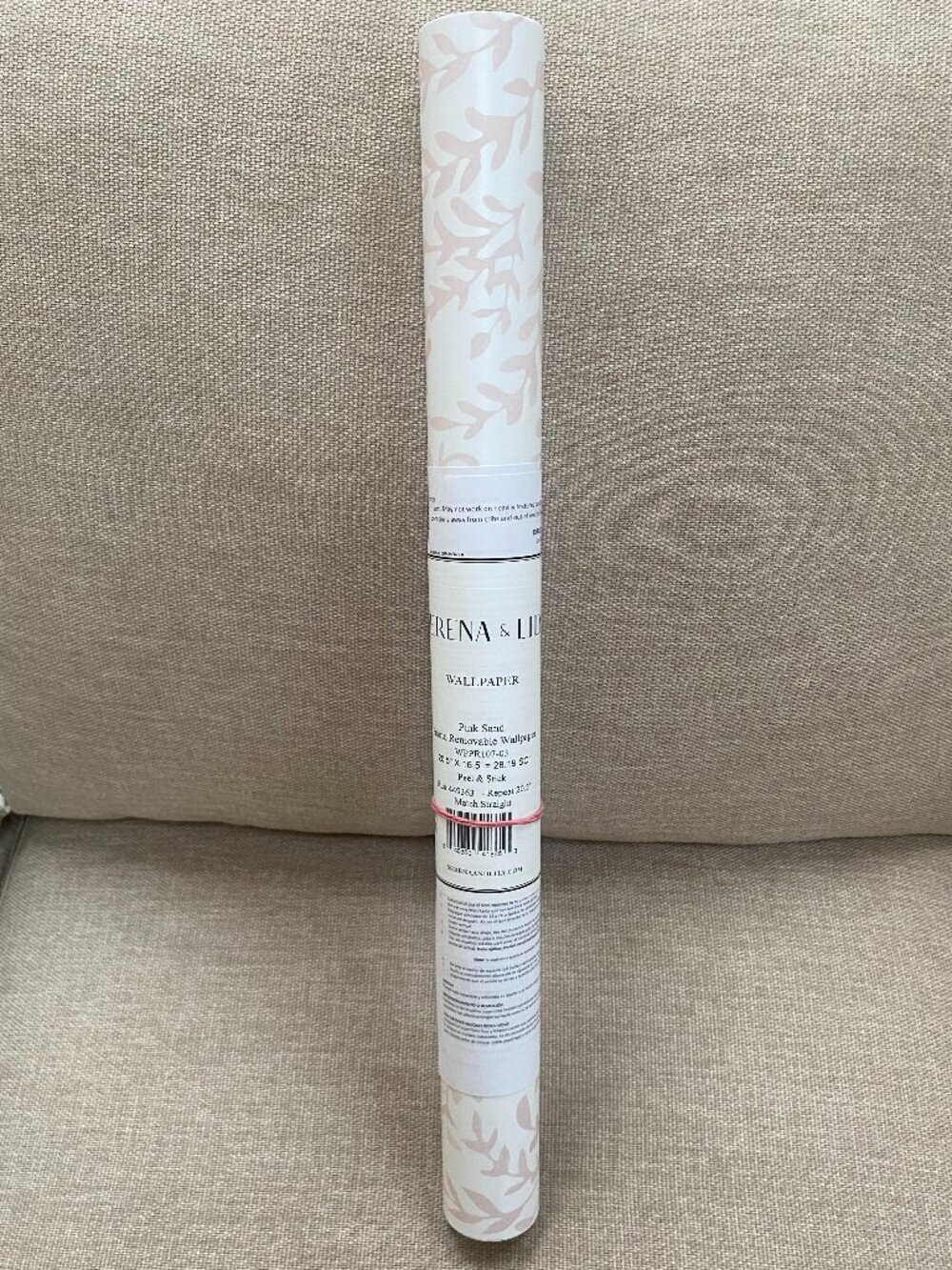 NEW Serena & Lily Priano Removable/Peel & Stick Wallpaper: Pink Sand/White